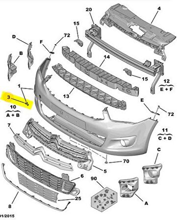 Citroen C-Elysee Ön Tampon Çeki Kapak [Cey] (1608698880)